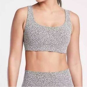 Athleta Exhale Sports Bra Micro Cheetah Print Size Small Black White